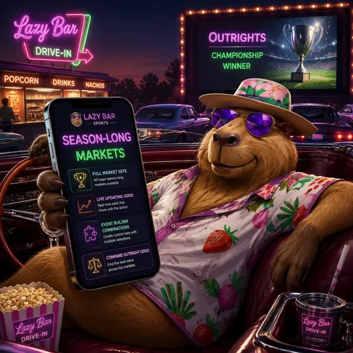 Capybara profitant des marchés de paris sportifs au sportsbook Season-Long Markets and Outright Betting